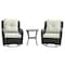 Manhattan Comfort Fruttuo Swivel Steel Rattan 3-Piece Patio Conversation Set with Cushions in Cream OD-CV018-CR - alternate 1
